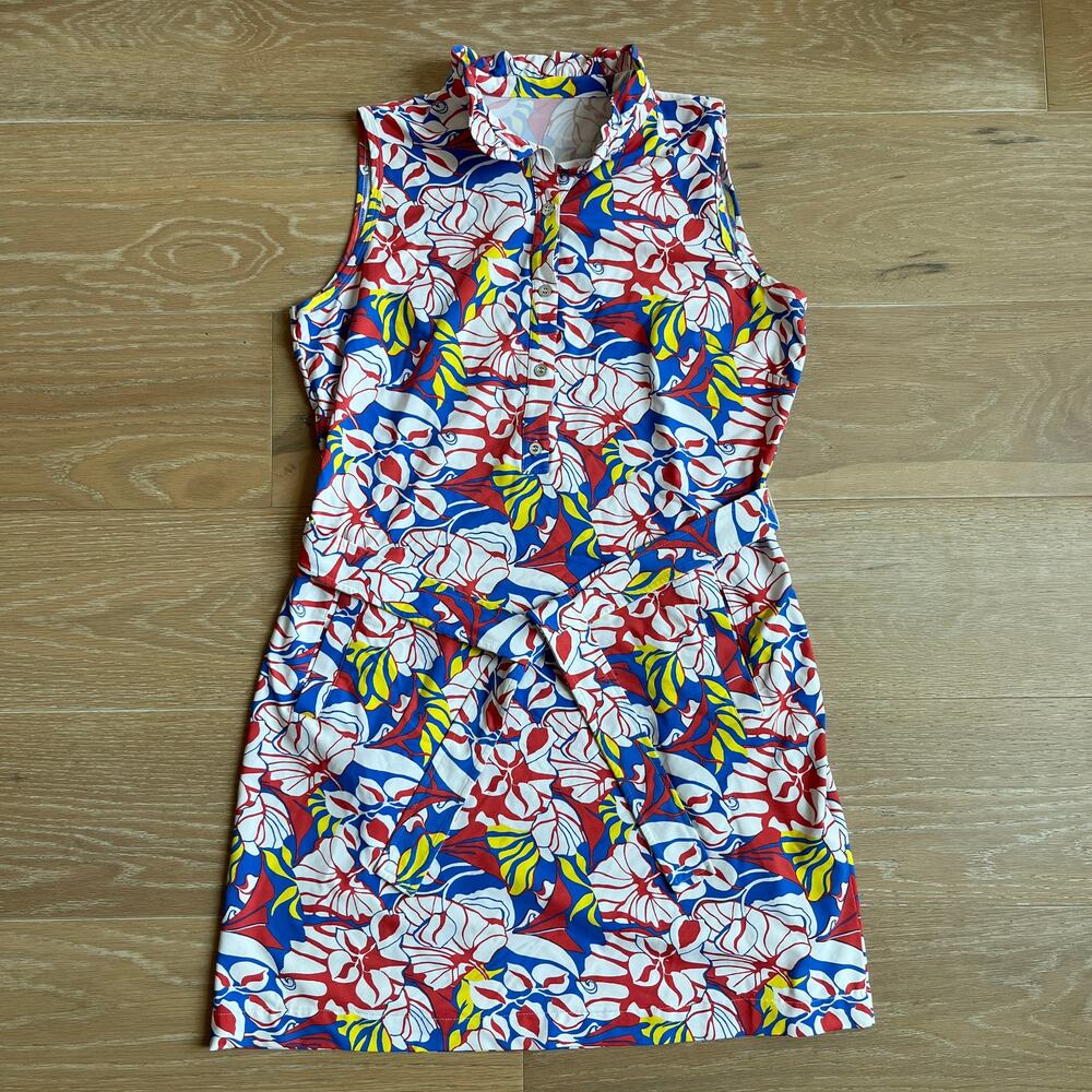 J. McLaughlin Floral Catalina Cloth Popover Sleeveless Belted Dress
